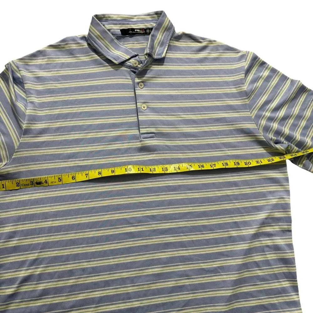 Ralph Lauren Polo RLX Golf Short Sleeve Shirt Mens Large Stripe Blue Performance